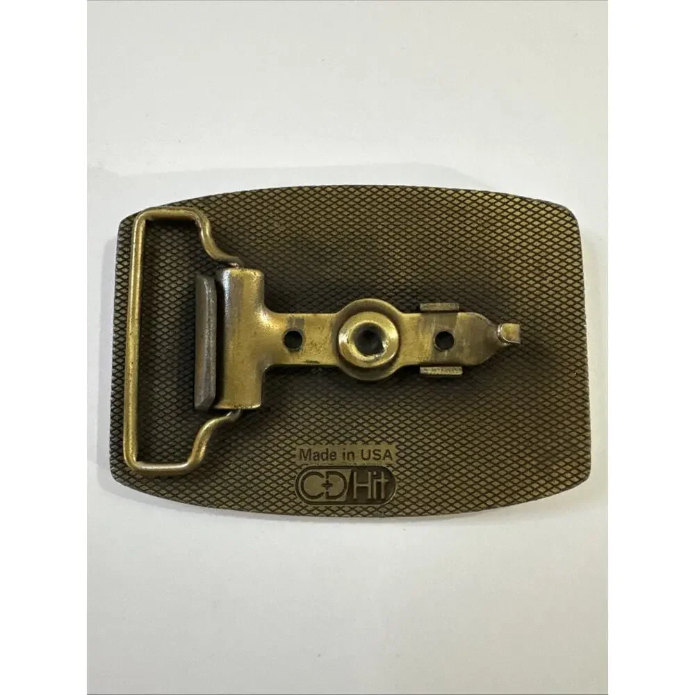 Vintage Sabine Mine Coal Mining Safety Award Belt Buckle SMC Texas Brass Tone